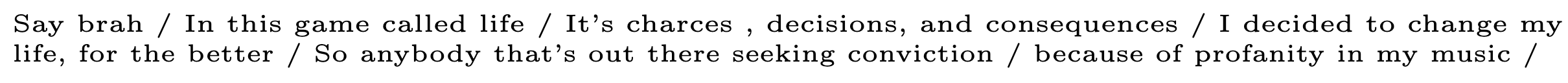 a rap song split line